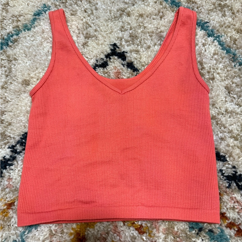 AEROPOSTALE Coral Ribbed Knit Crop Top
